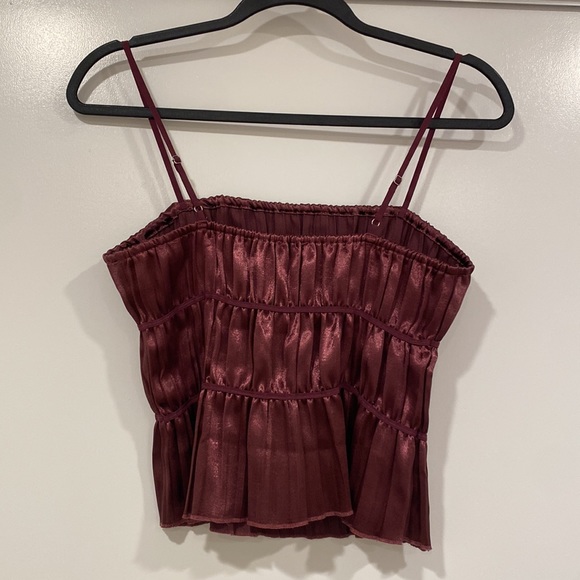 Free People Pretty Pleats Satin Top - Picture 2 of 5